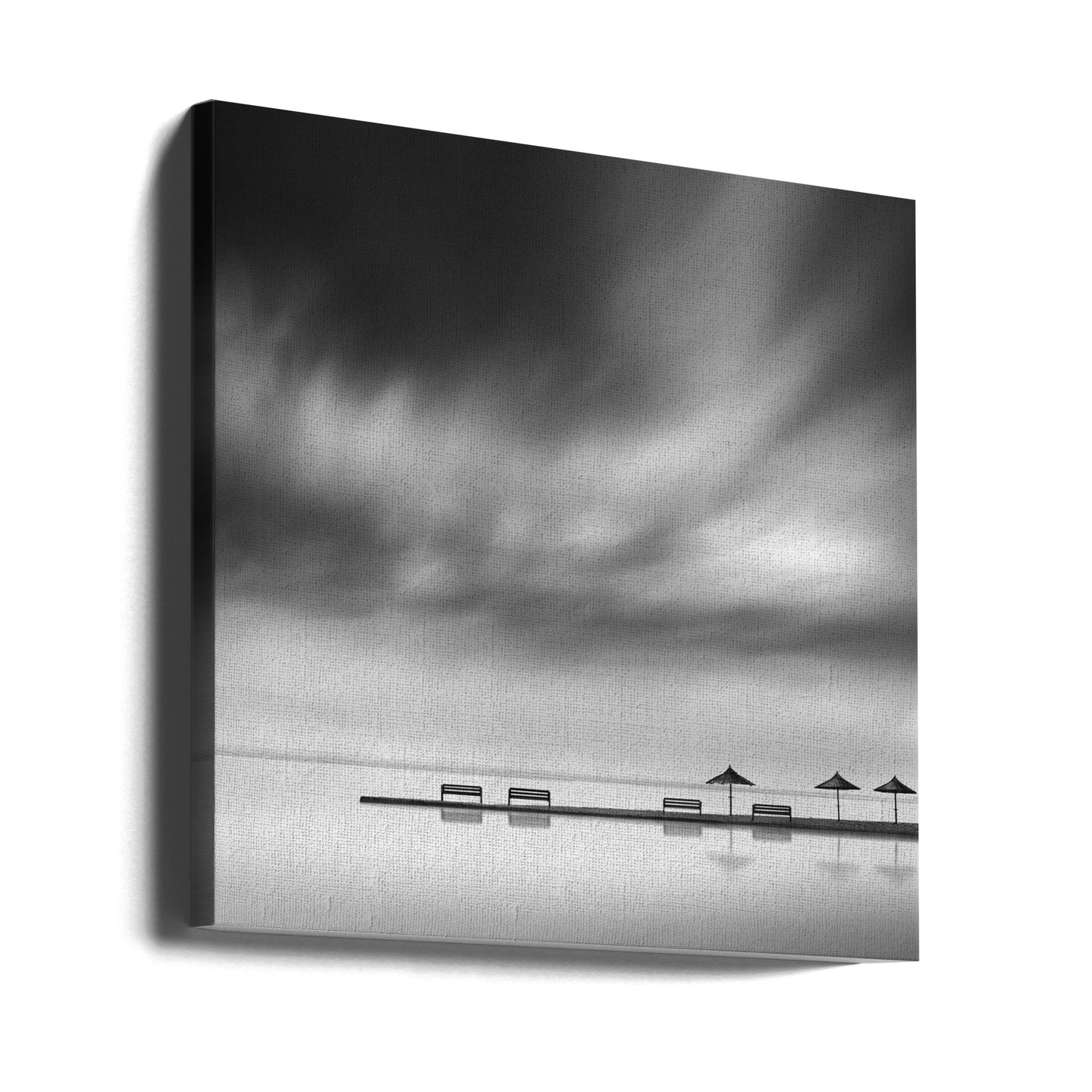 Four Benches and three umbrellas | Canvas