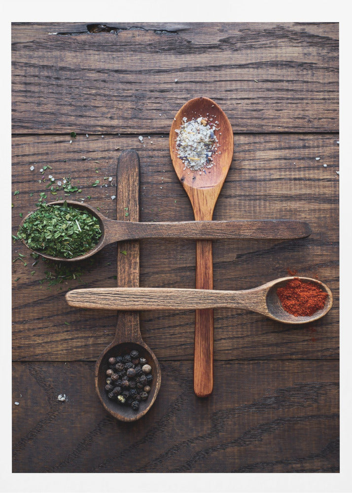 Wooden Spoons With Colorful Spices | Poster