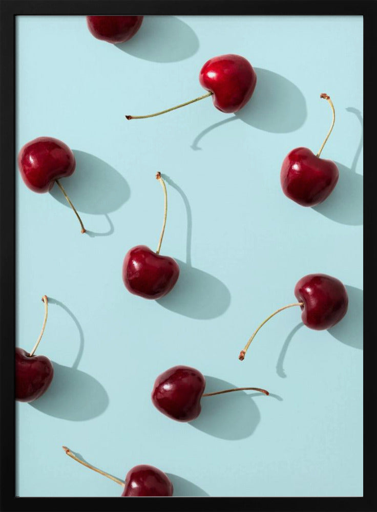 Kirsikoita turkoosilla pohjalla | Julisteet - Taidevedokset