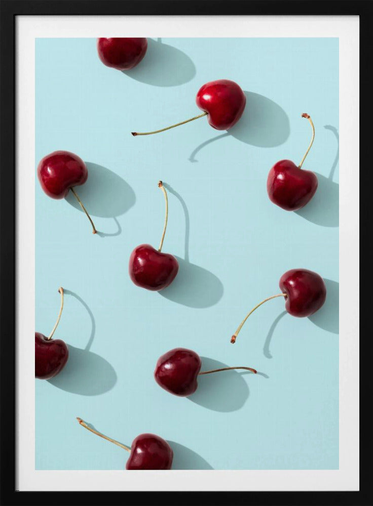 Kirsikoita turkoosilla pohjalla | Julisteet - Taidevedokset