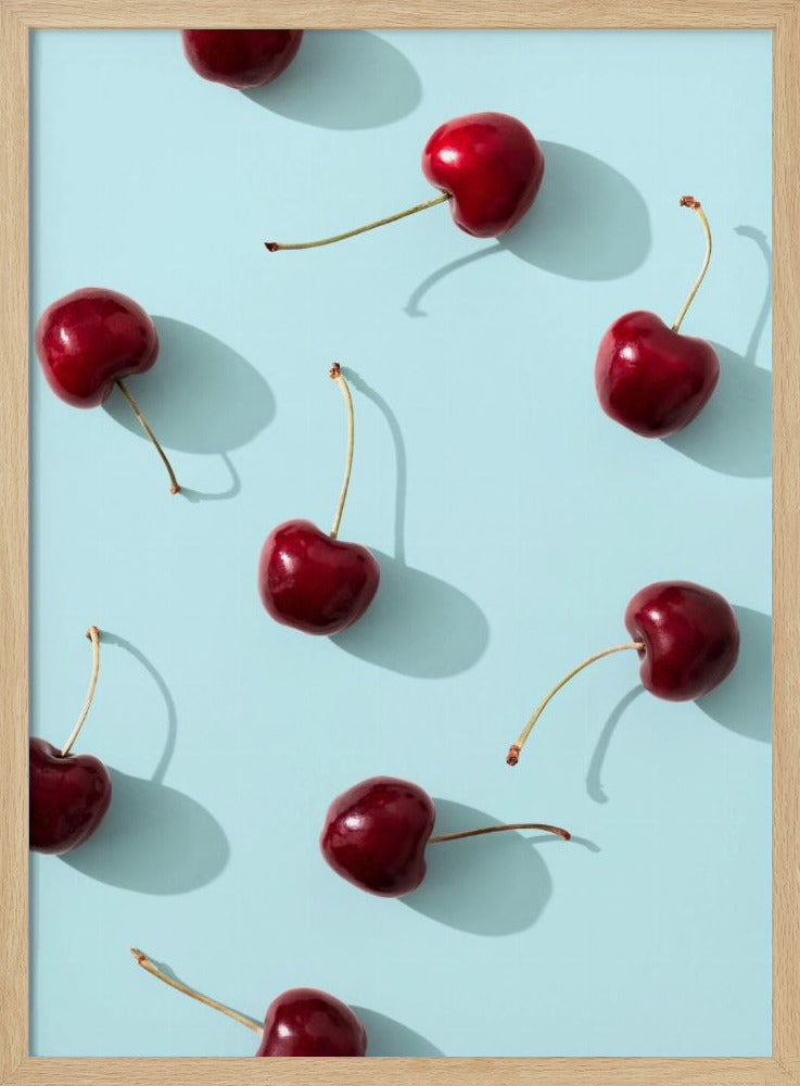 Kirsikoita turkoosilla pohjalla | Julisteet - Taidevedokset