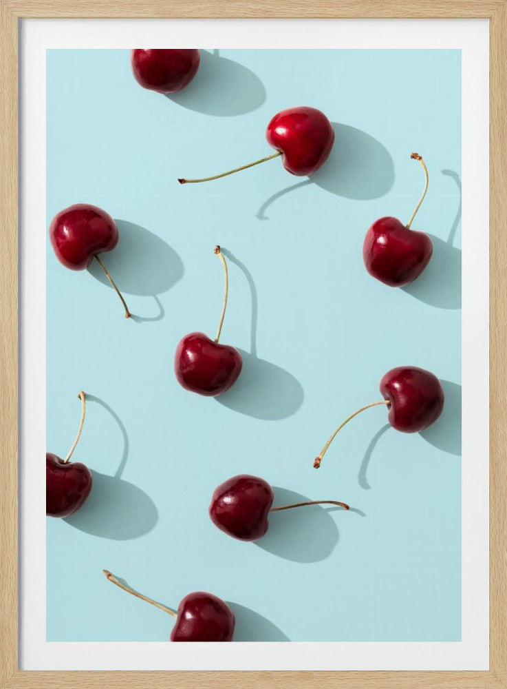 Kirsikoita turkoosilla pohjalla | Julisteet - Taidevedokset
