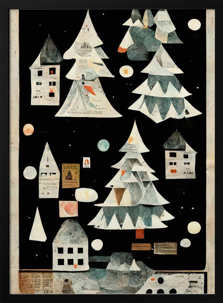 Ein Papierdorf bei Nacht | Poster