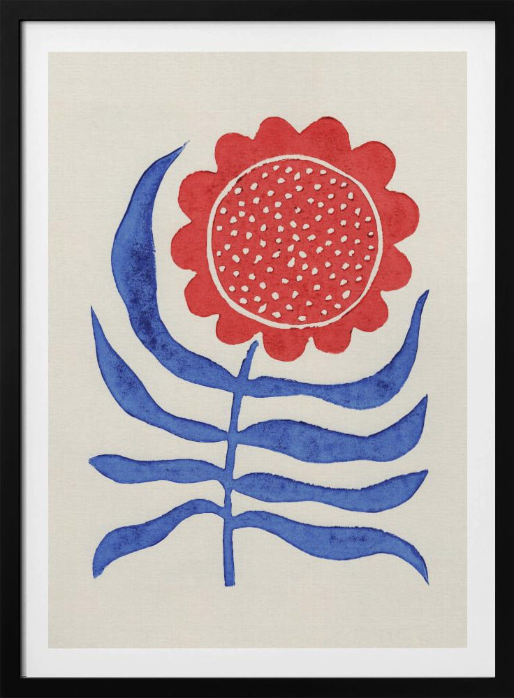 Rote Blume / Linoldruck | Poster - Kunstdruck