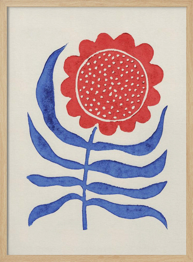Rote Blume / Linoldruck | Poster - Kunstdruck