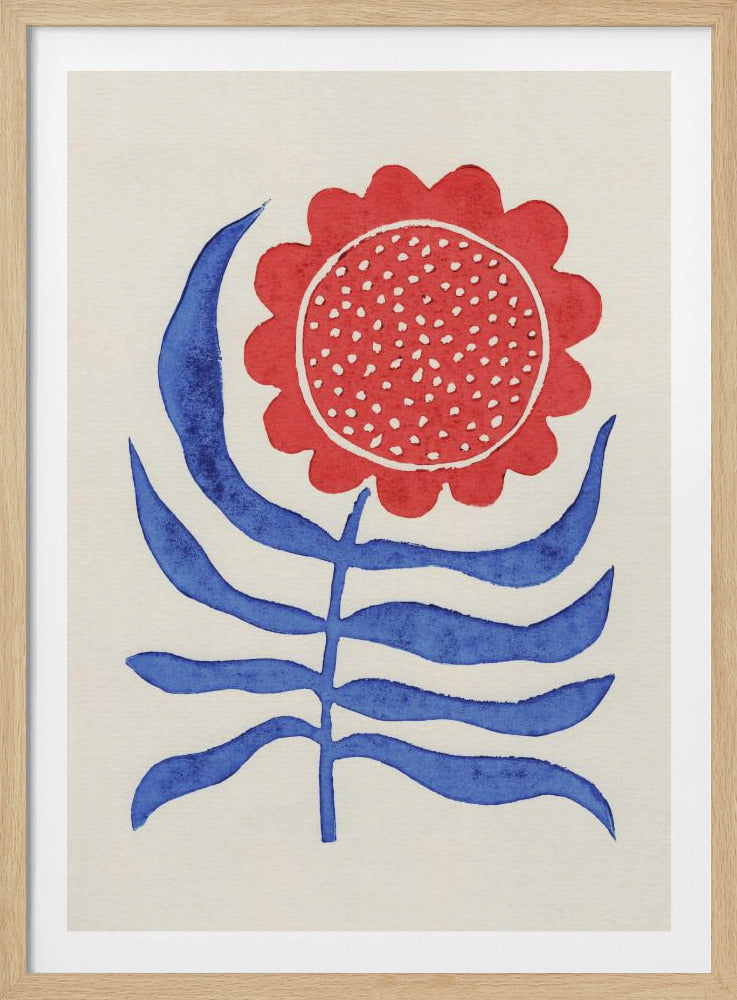 Rote Blume / Linoldruck | Poster - Kunstdruck