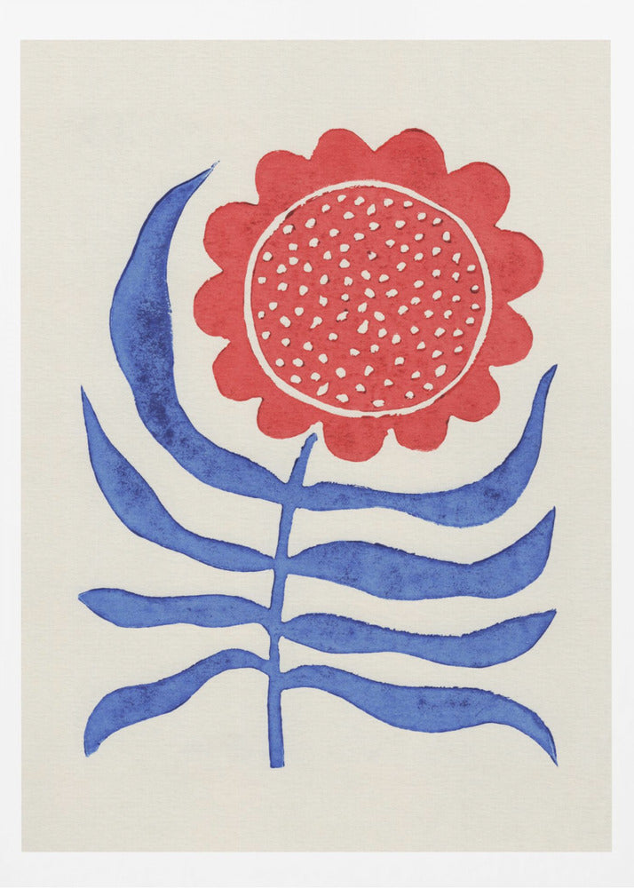 Rote Blume / Linoldruck | Poster - Kunstdruck