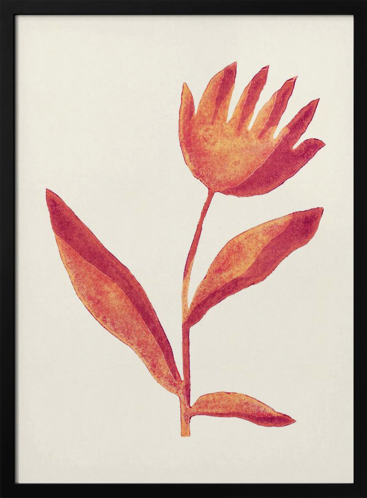 Linolschnitt Blume / Viva Magenta | Poster - Kunstdruck