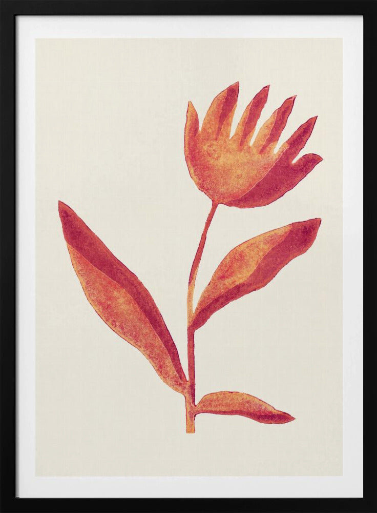 Linolschnitt Blume / Viva Magenta | Poster - Kunstdruck