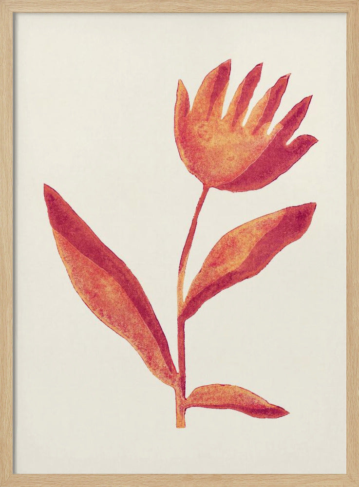 Linolschnitt Blume / Viva Magenta | Poster - Kunstdruck