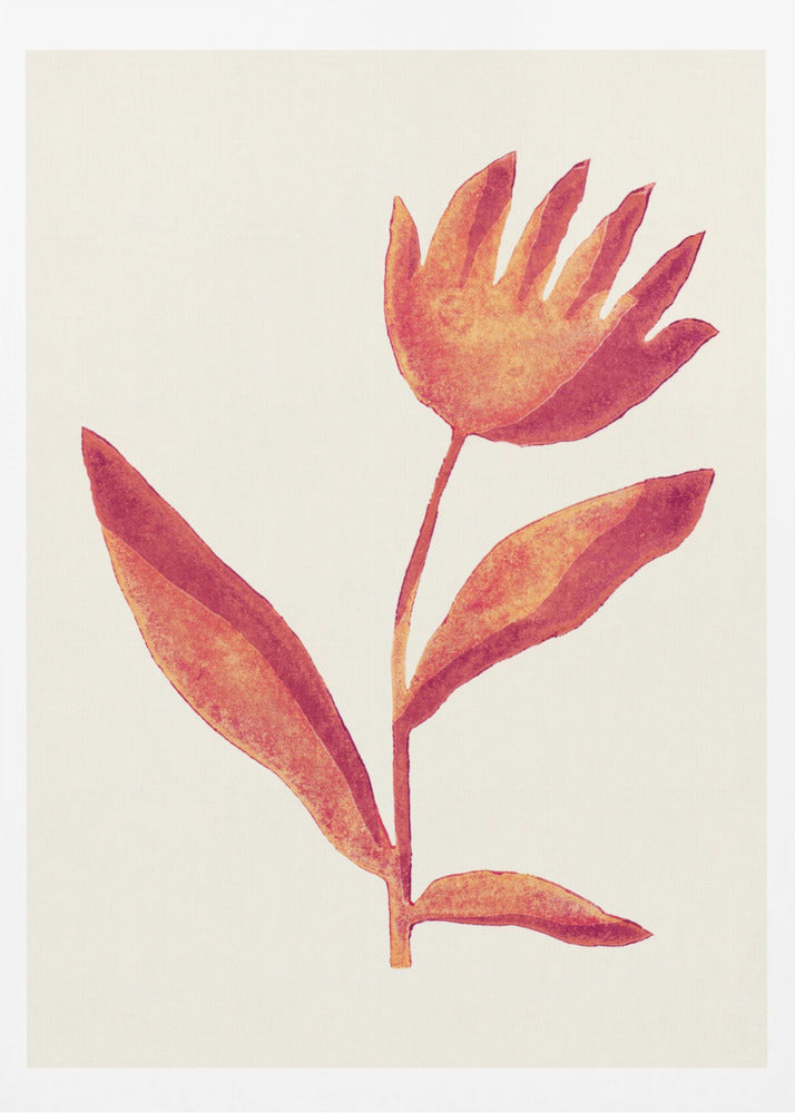 Linolschnitt Blume / Viva Magenta | Poster - Kunstdruck