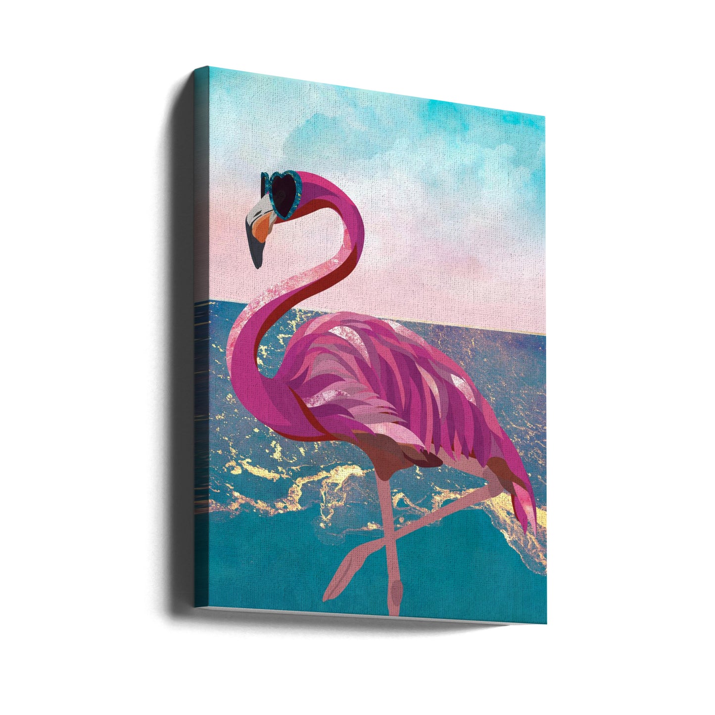 Flamingo menee rannalle | Canvastaulut