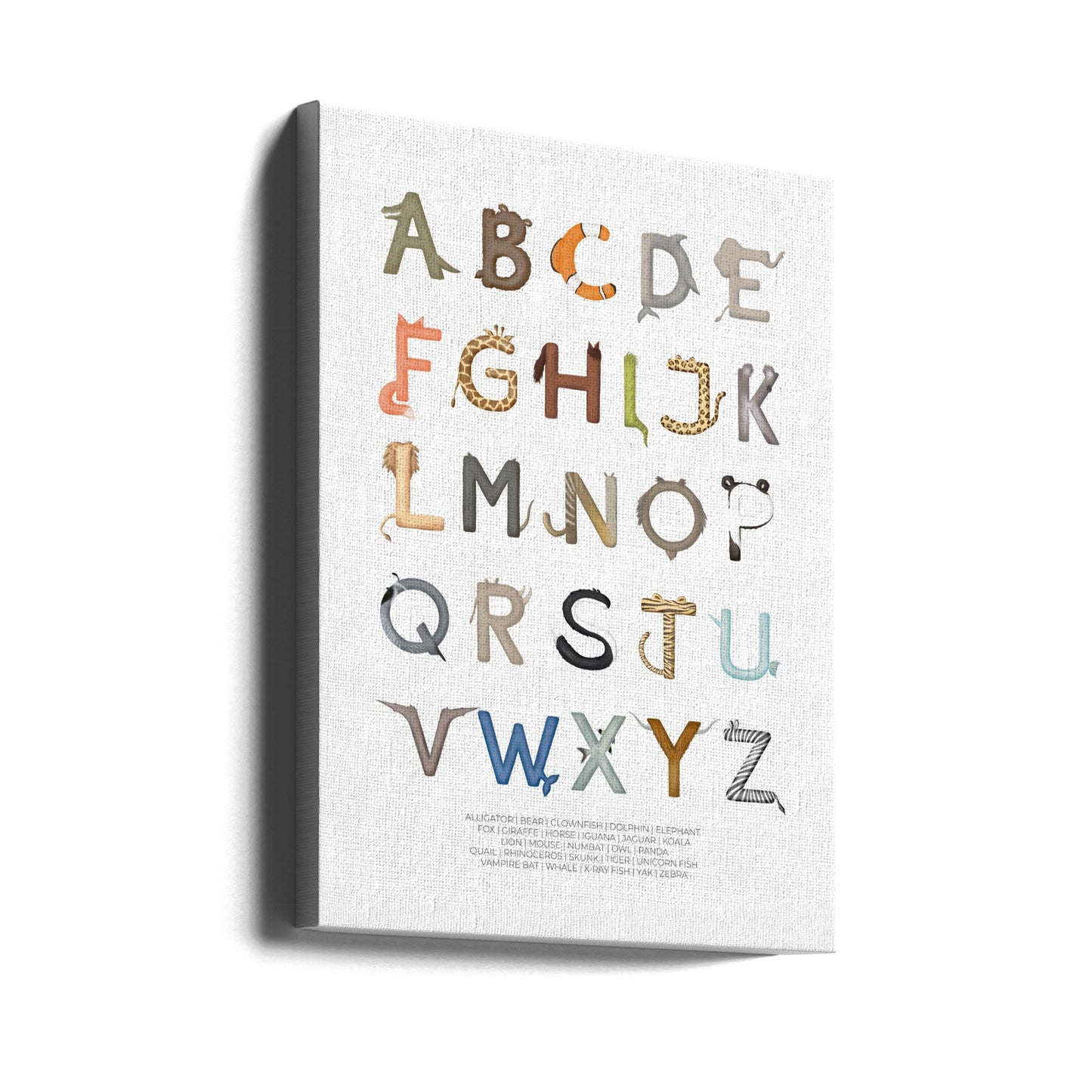 Eläinkirjaimet ABC | Canvastaulut