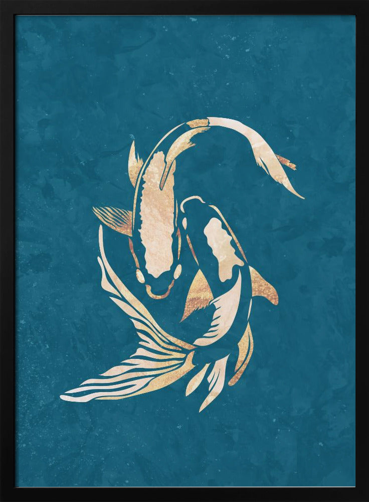 Gold Blue Koi Fish | Poster