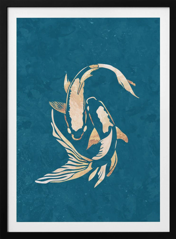 Gold Blue Koi Fish | Poster