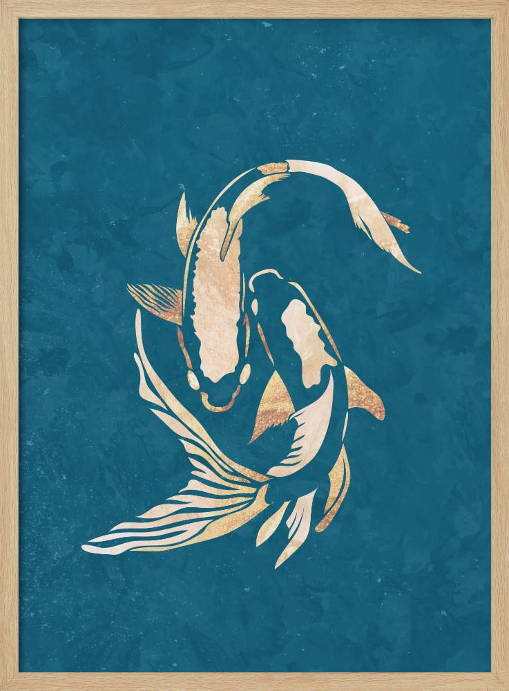 Gold Blue Koi Fish | Poster