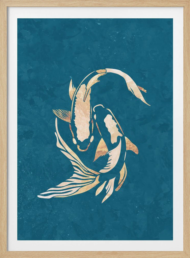Gold Blue Koi Fish | Poster