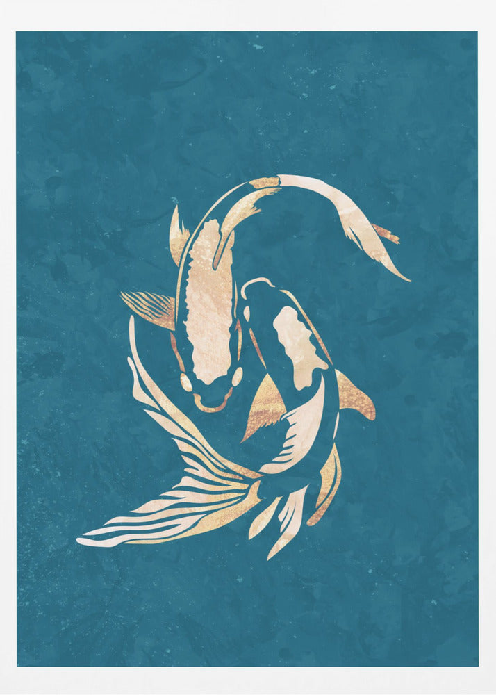 Gold Blue Koi Fish | Poster