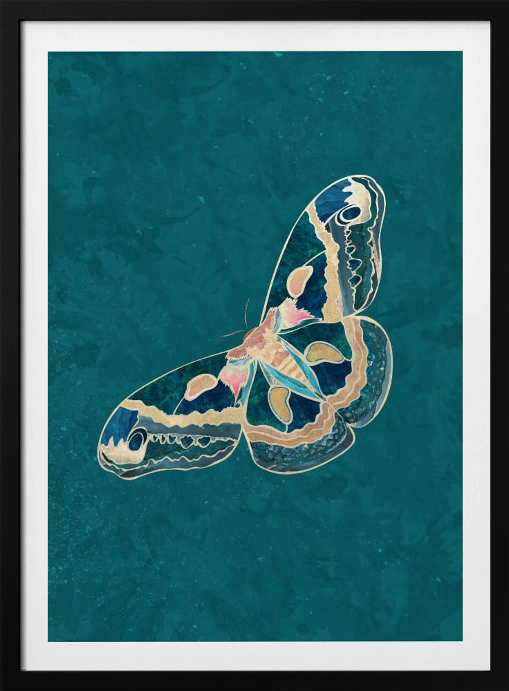 Turquoise Gold Moth Butterfly | Poster