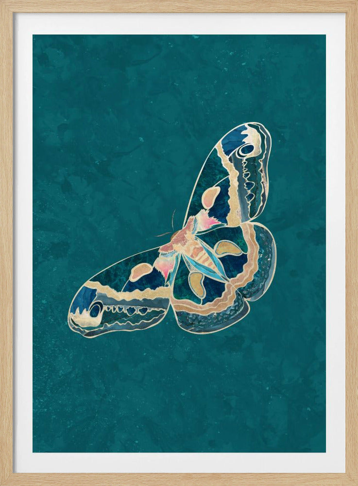 Turquoise Gold Moth Butterfly | Poster