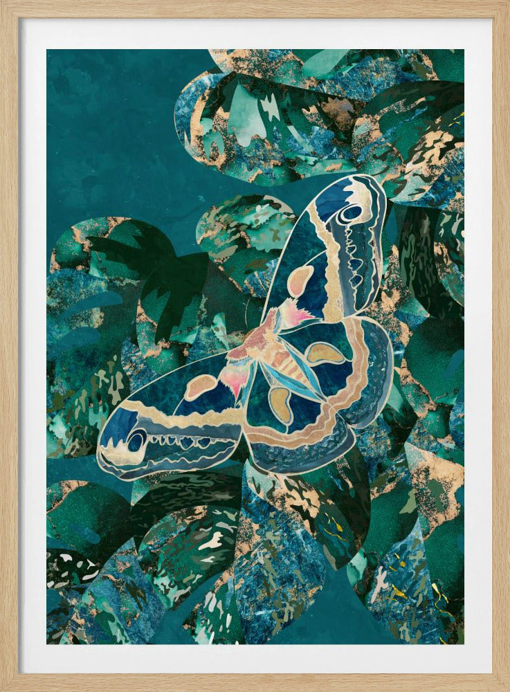 Moth and Monstera Leaves | Poster