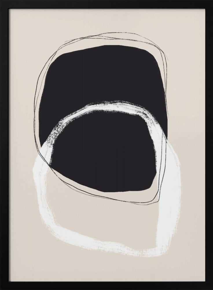 Schwarz-weiße Formen mit fließenden Linien | Poster