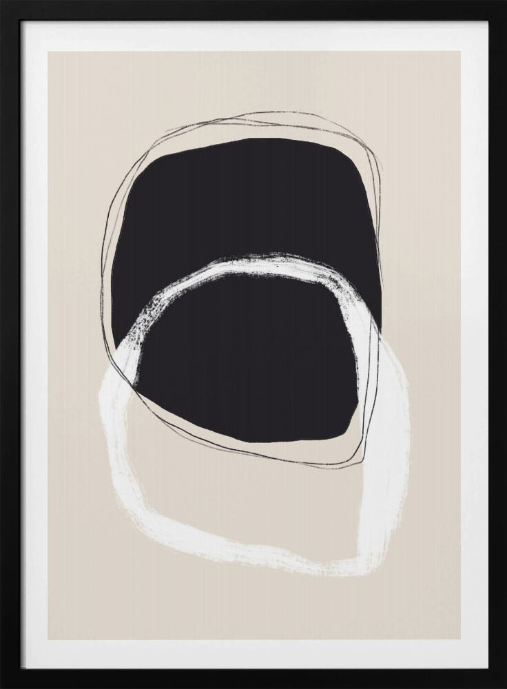 Schwarz-weiße Formen mit fließenden Linien | Poster