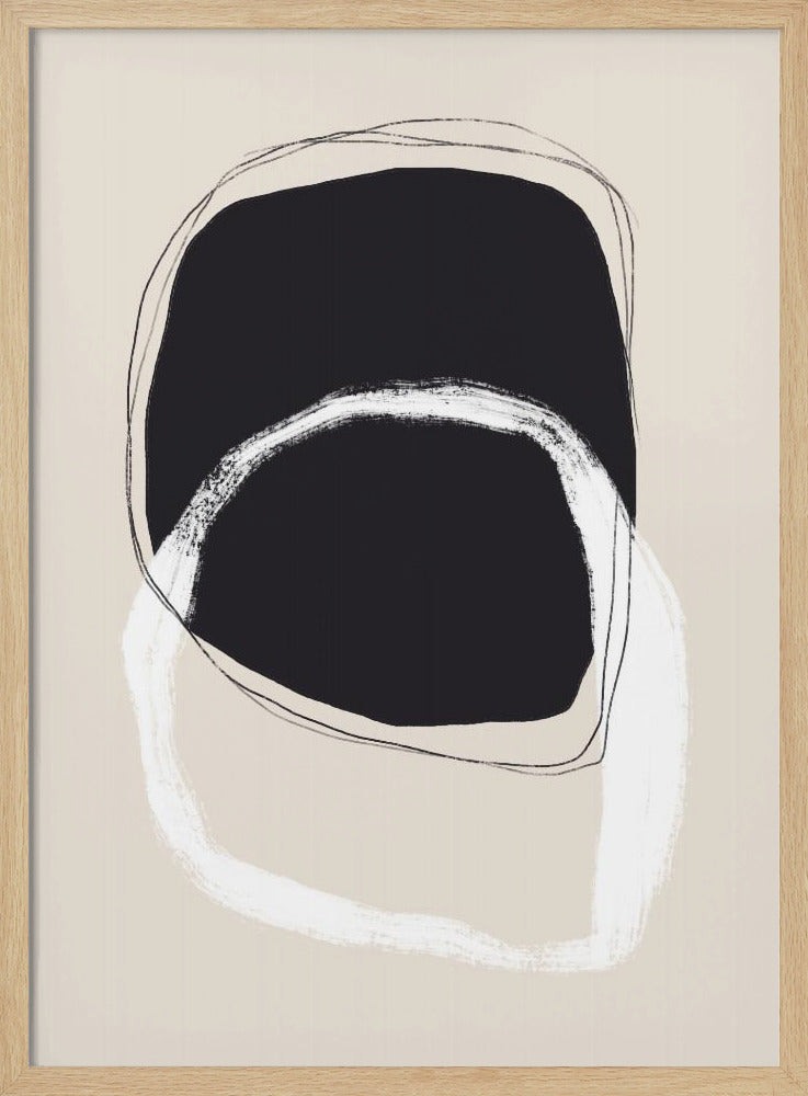 Schwarz-weiße Formen mit fließenden Linien | Poster