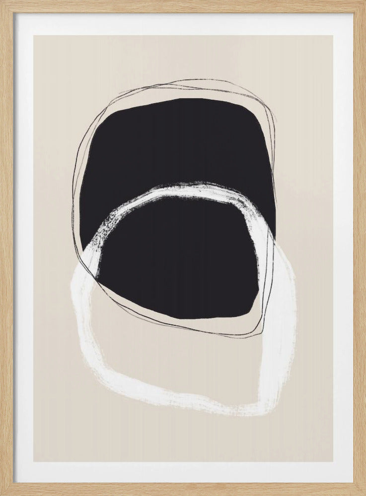 Schwarz-weiße Formen mit fließenden Linien | Poster