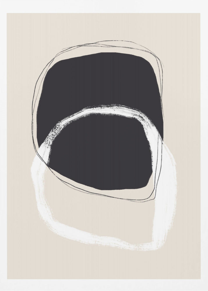 Schwarz-weiße Formen mit fließenden Linien | Poster