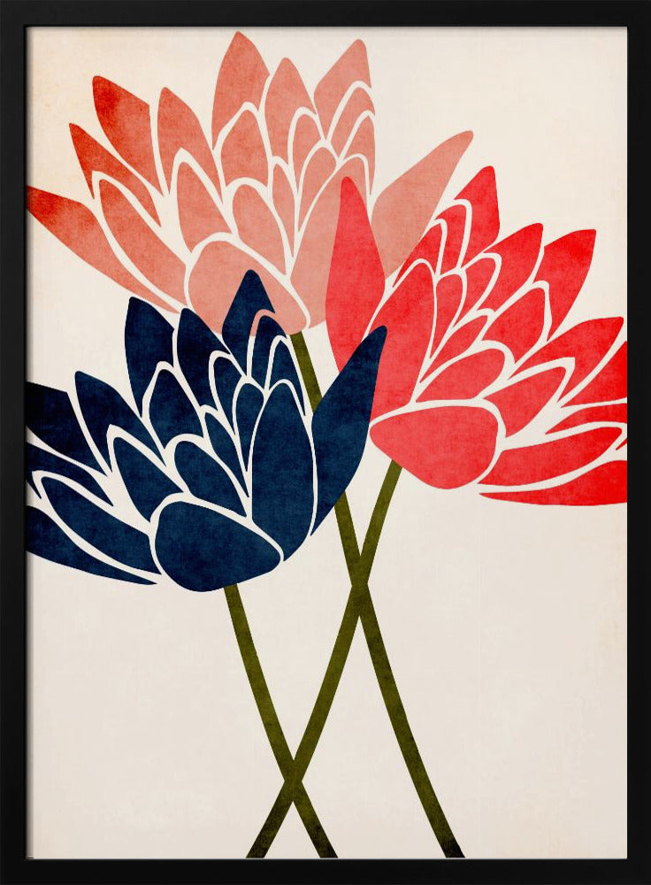 Drei tanzende Blüten | Poster - Kunstdruck