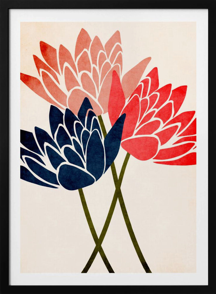 Drei tanzende Blüten | Poster - Kunstdruck