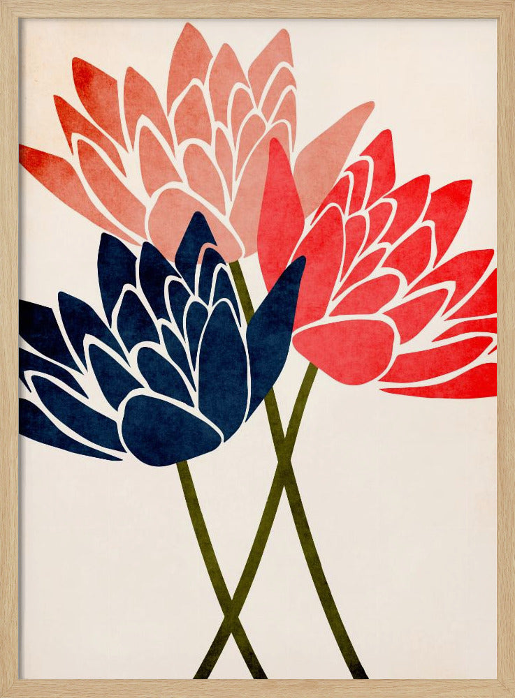 Drei tanzende Blüten | Poster - Kunstdruck