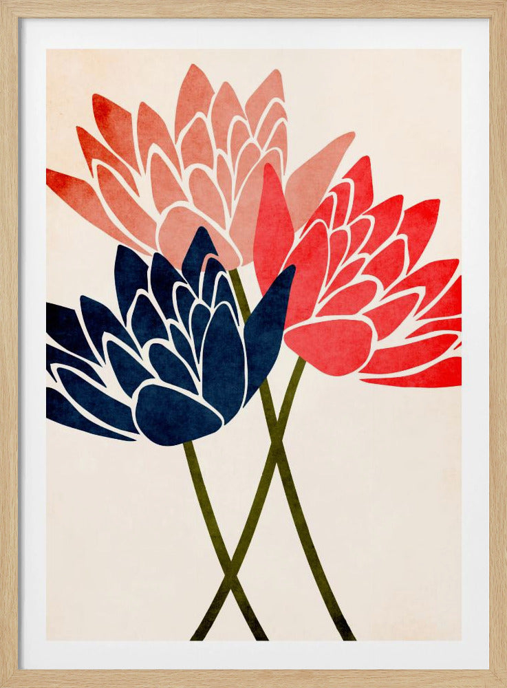 Drei tanzende Blüten | Poster - Kunstdruck