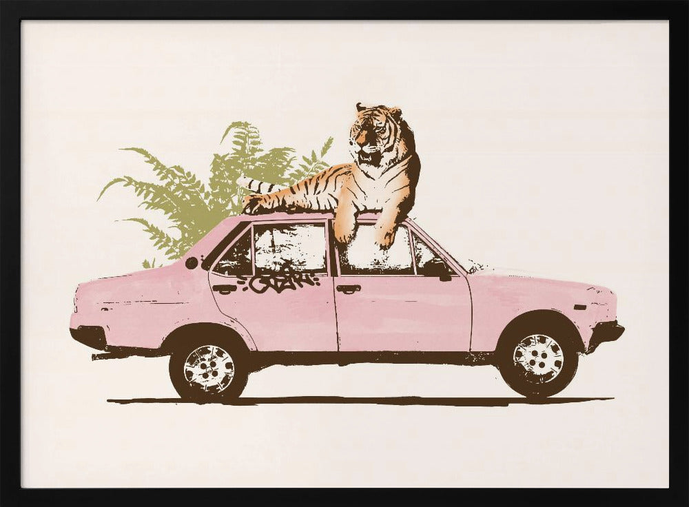 Tiger auf Auto | Poster