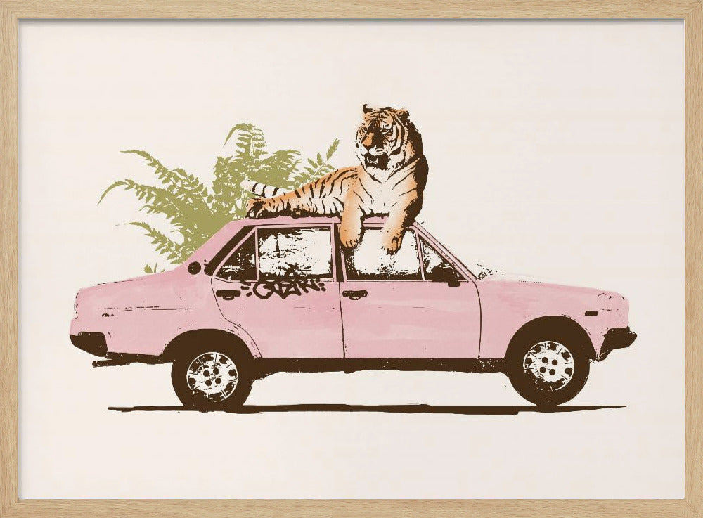 Tiger auf Auto | Poster