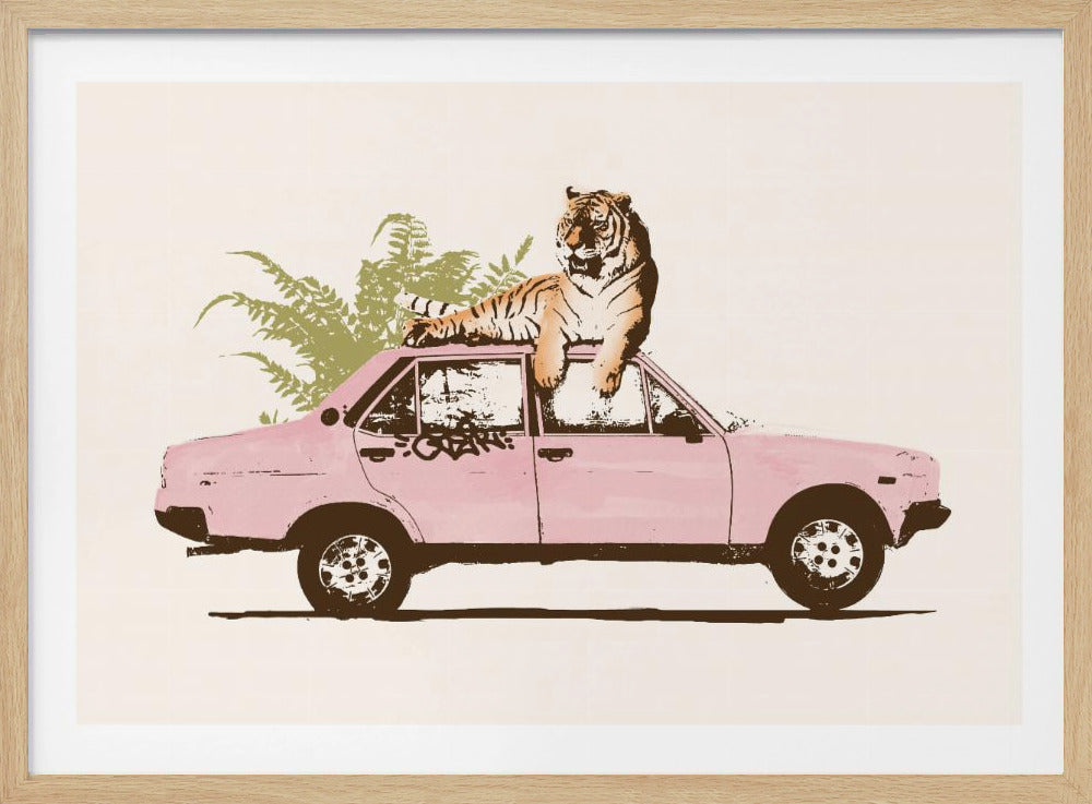 Tiger auf Auto | Poster
