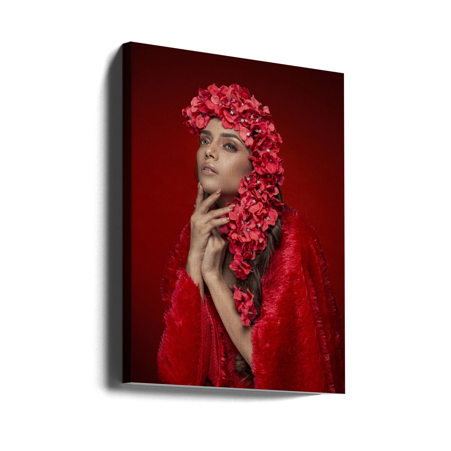 ROTE BLUMENDAME | Leinwand-Bilder