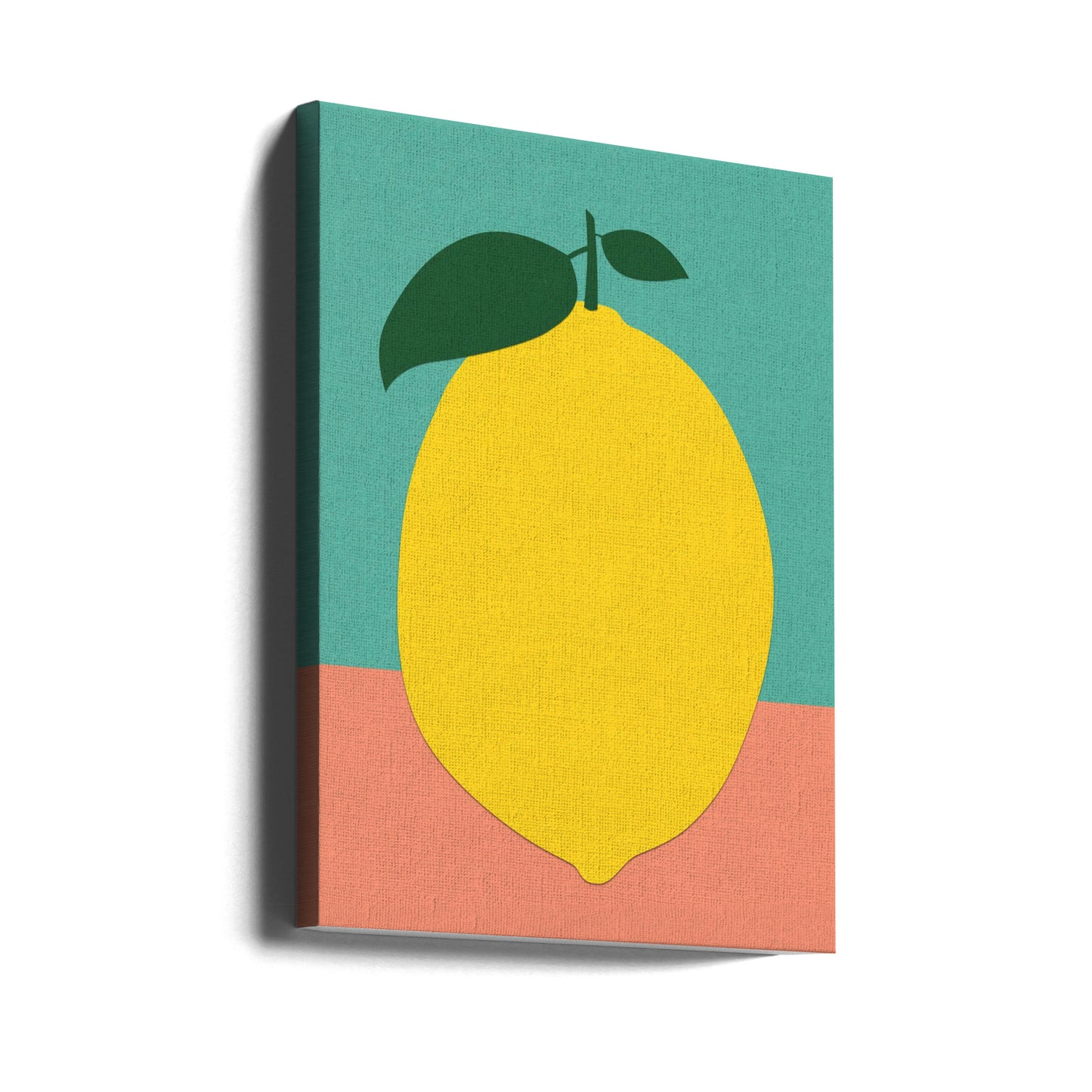 Lemon With Two Leaves | Canvas