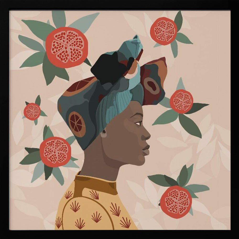 Granatapfel-Afrofrau | Poster - Kunstdruck
