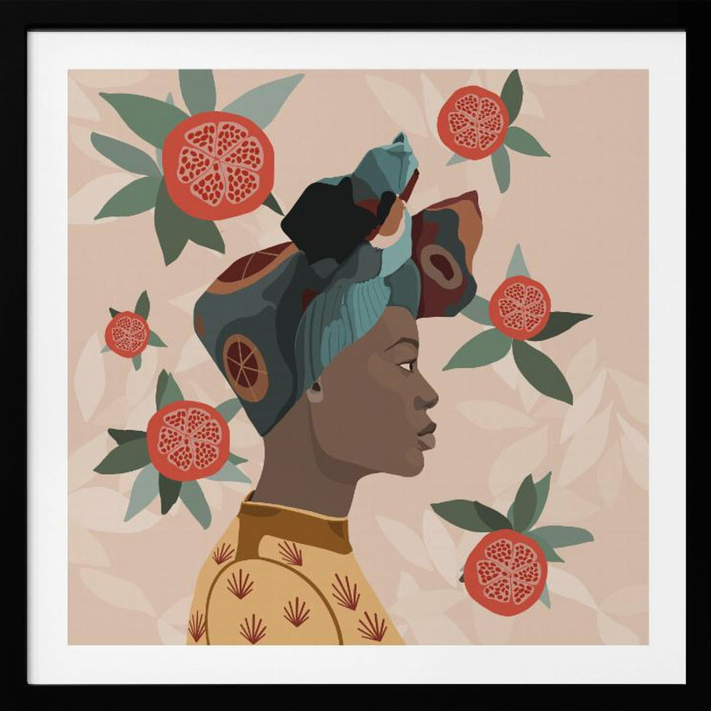 Granatapfel-Afrofrau | Poster - Kunstdruck