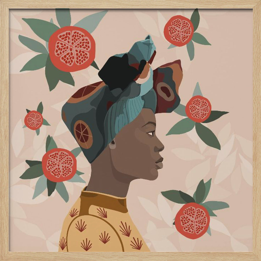Granatapfel-Afrofrau | Poster - Kunstdruck
