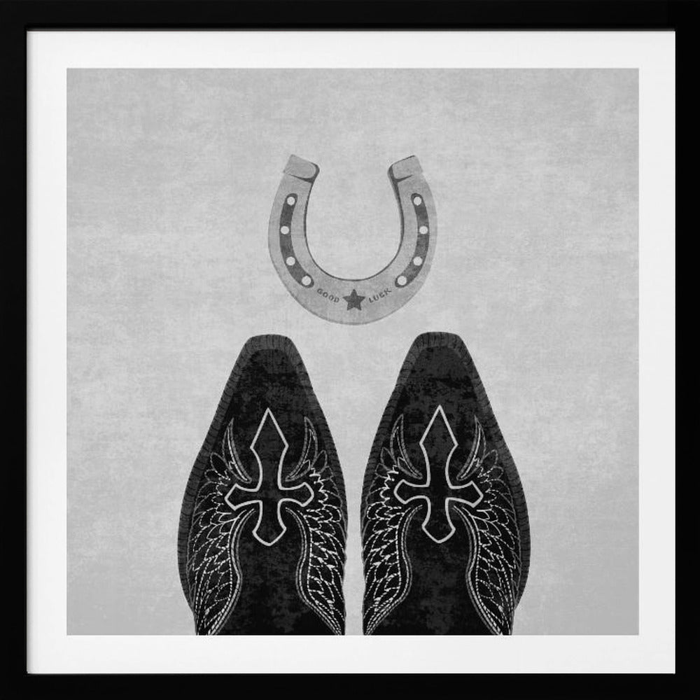 Bw Cowboystiefel und Hufeisen | Poster - Kunstdruck