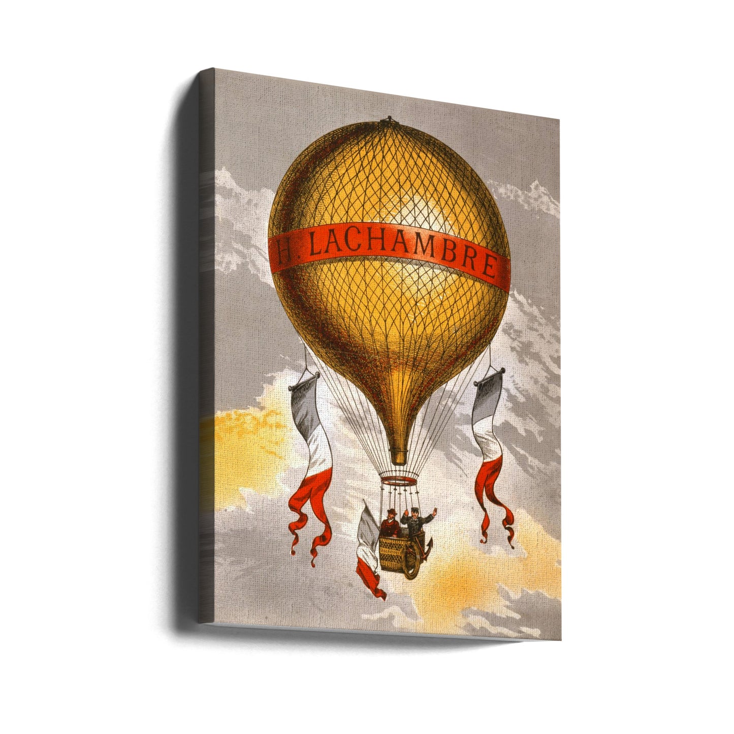 Ilmapallo, jossa on kaksi korissa ratsastavaa miestä 1880 | Canvastaulut