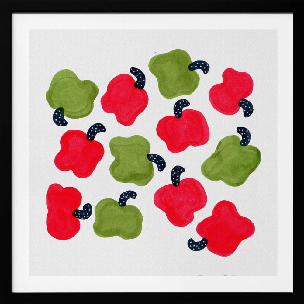 Grüne und rote Paprika | Poster - Kunstdruck