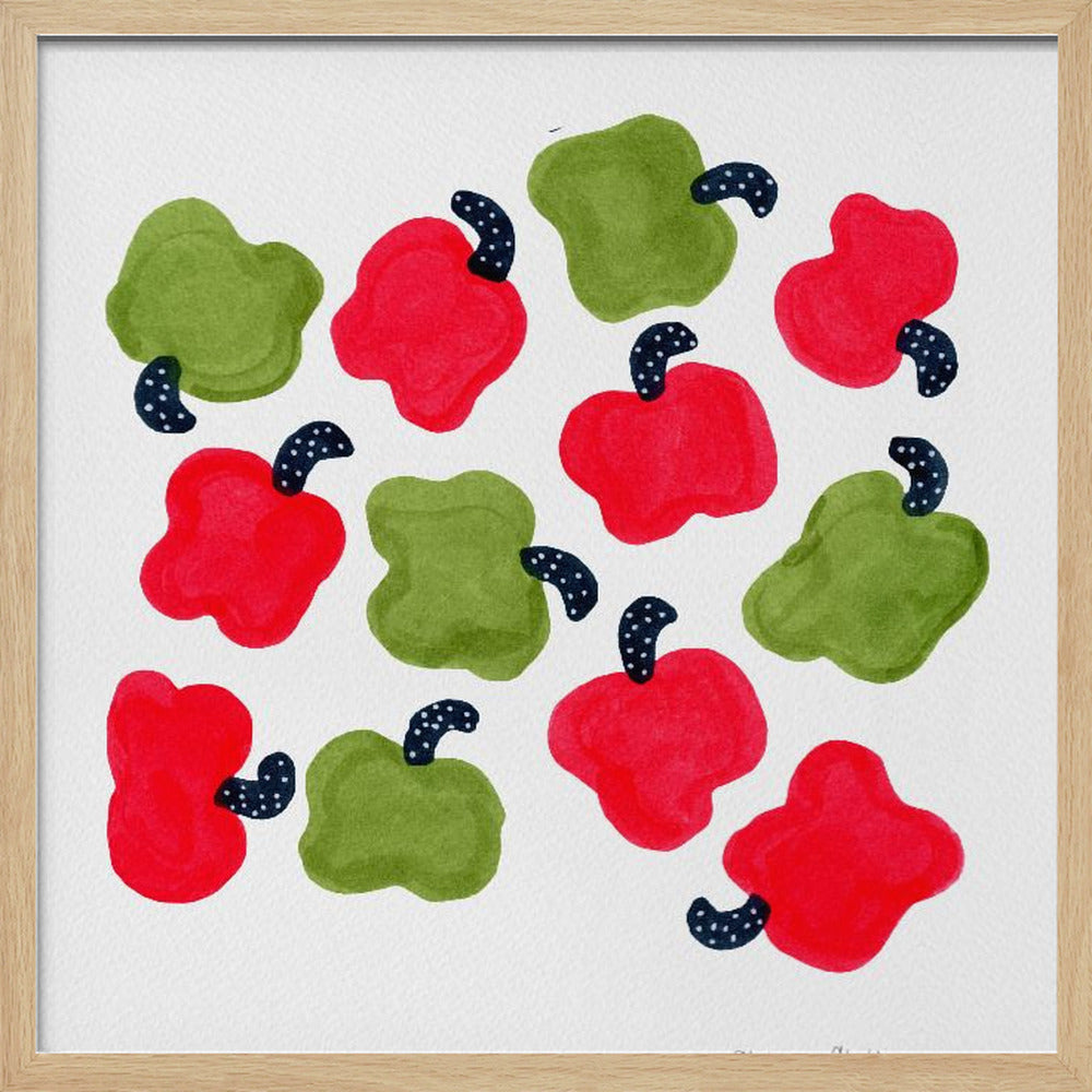 Grüne und rote Paprika | Poster - Kunstdruck