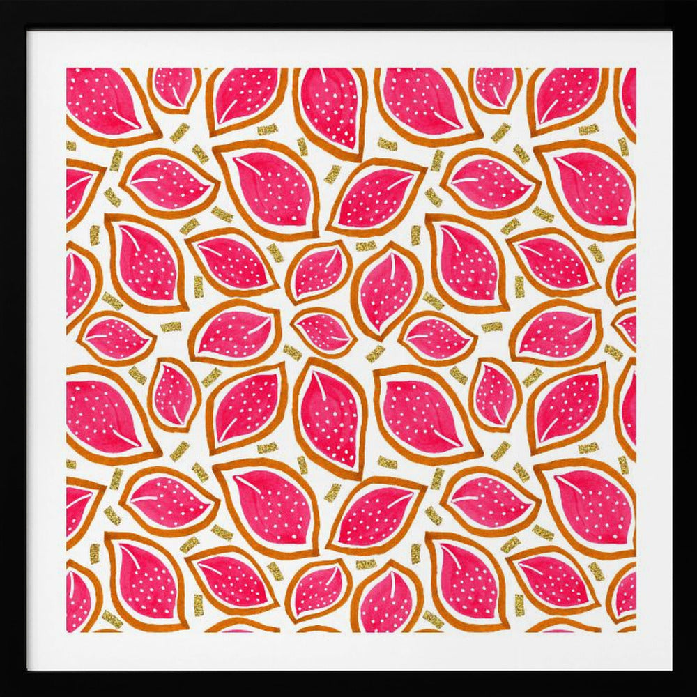 Korallenglitzer, verstreute Blätter, gepunktet | Poster - Kunstdruck