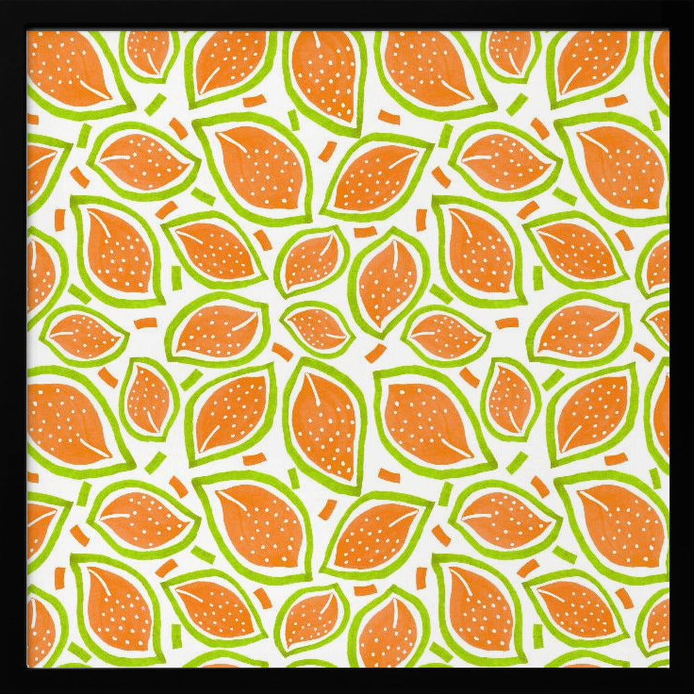 Melone verstreute Blätter Polka Dot | Poster - Kunstdruck