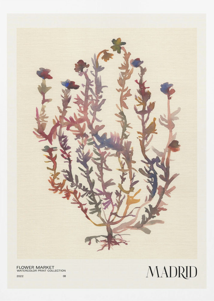 Aquarelldrucksammlung. Blumenmarkt - Madrid | Poster