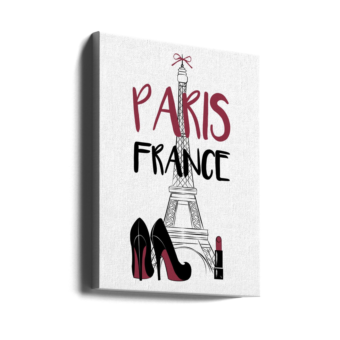 Torre Eiffel con tacchi alti alla moda e rossetto | Stampe su Tela